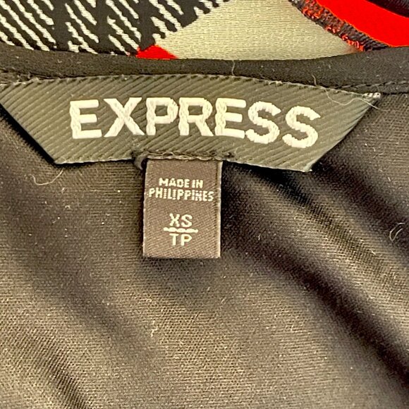 Express Tank Top Blouse XS Spaghetti Strap Black Geometric Flowy Swing - Picture 3 of 4